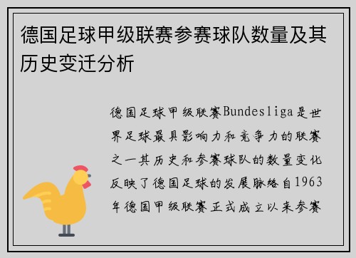 德国足球甲级联赛参赛球队数量及其历史变迁分析